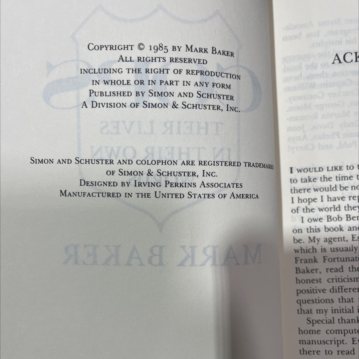 cops their lives in their own words book, by mark baker, 1985 Hardcover image 3