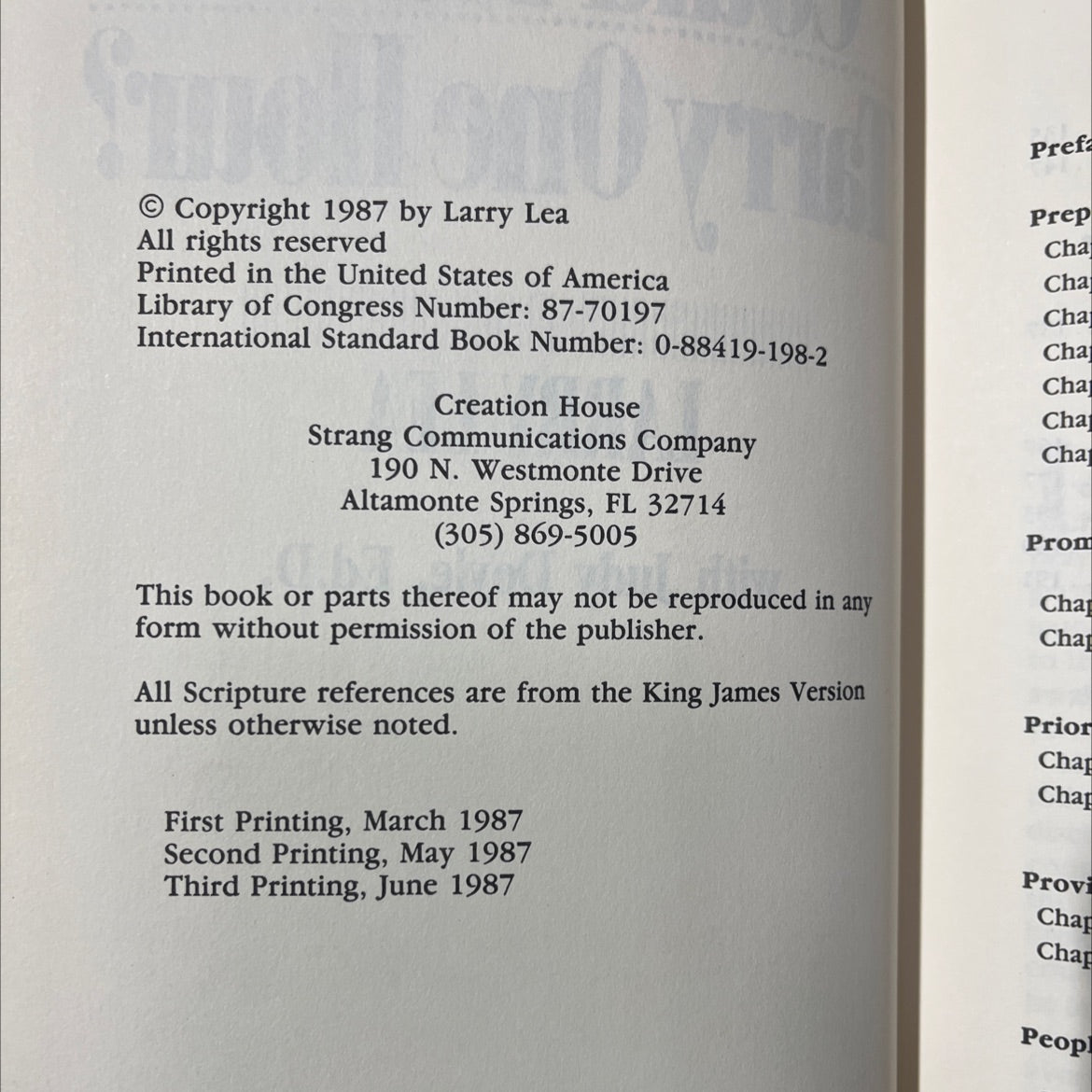 could you not tarry one hour? book, by larry lea with judy doyle, ed.d., 1987 Hardcover image 3