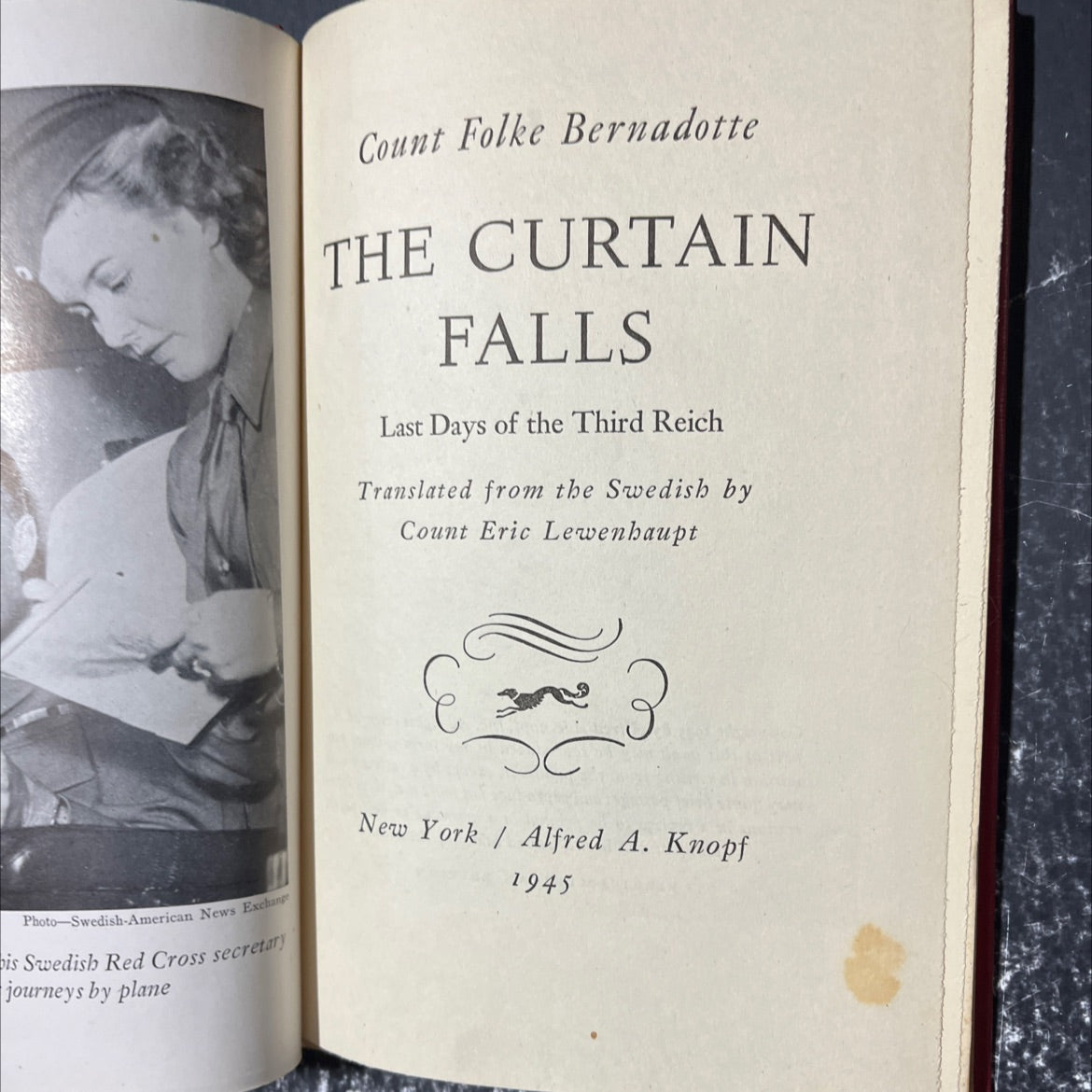 count folke bernadotte the curtain falls last days of the third reich book, by count folke bernadotte, 1945 Hardcover image 2