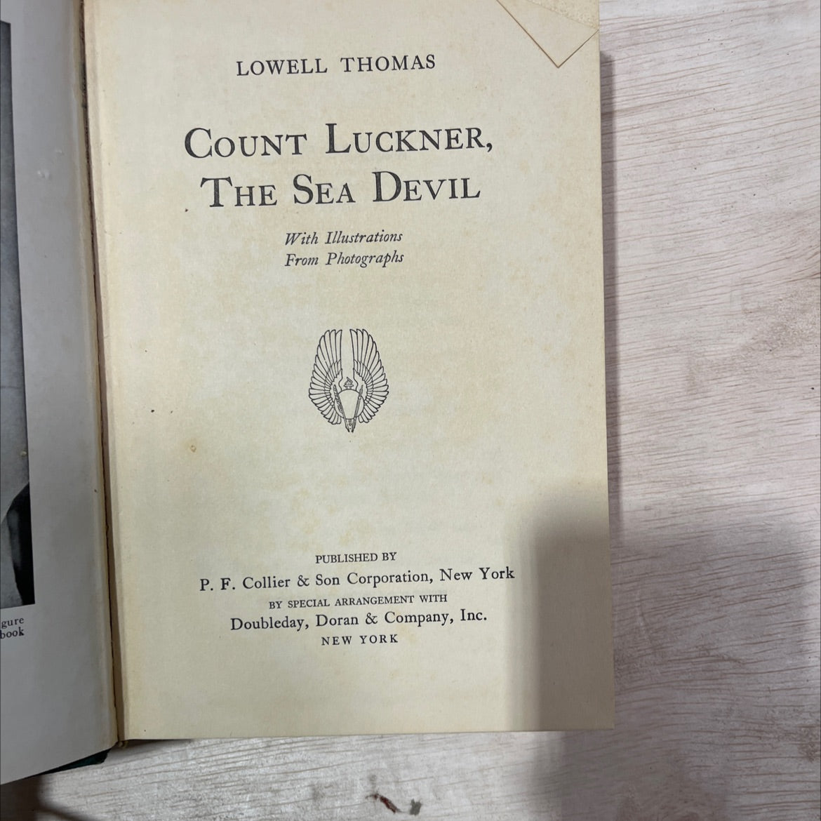 count luckner, the sea devil book, by lowell thomas, 1927 Hardcover, Antique image 2