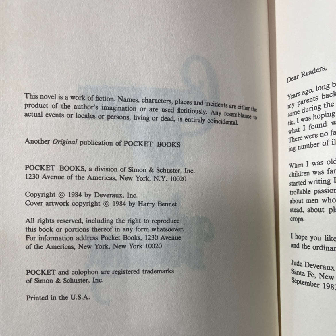countericht book, by jude deveraux, 1984 Hardcover image 3
