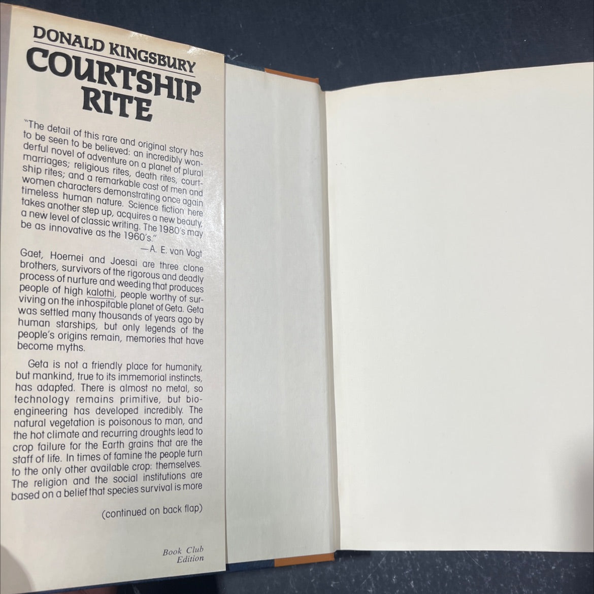 courtship rite book, by Donald Kingsbury, 1982 Hardcover image 4