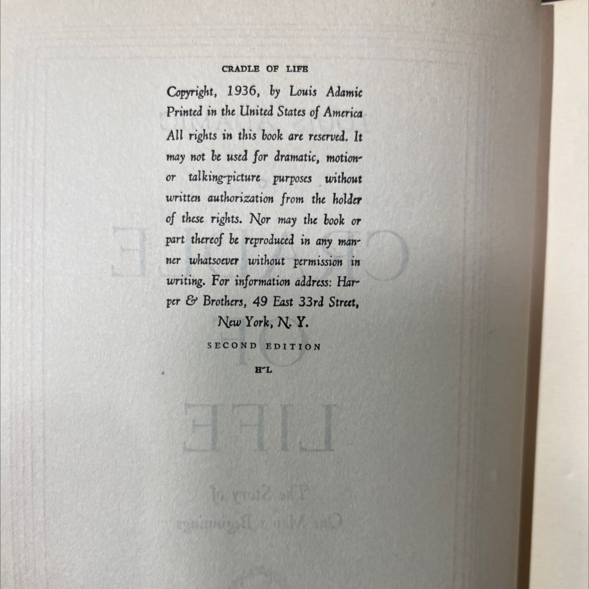 cradle of life book, by louis adamic, 1936 Hardcover image 3