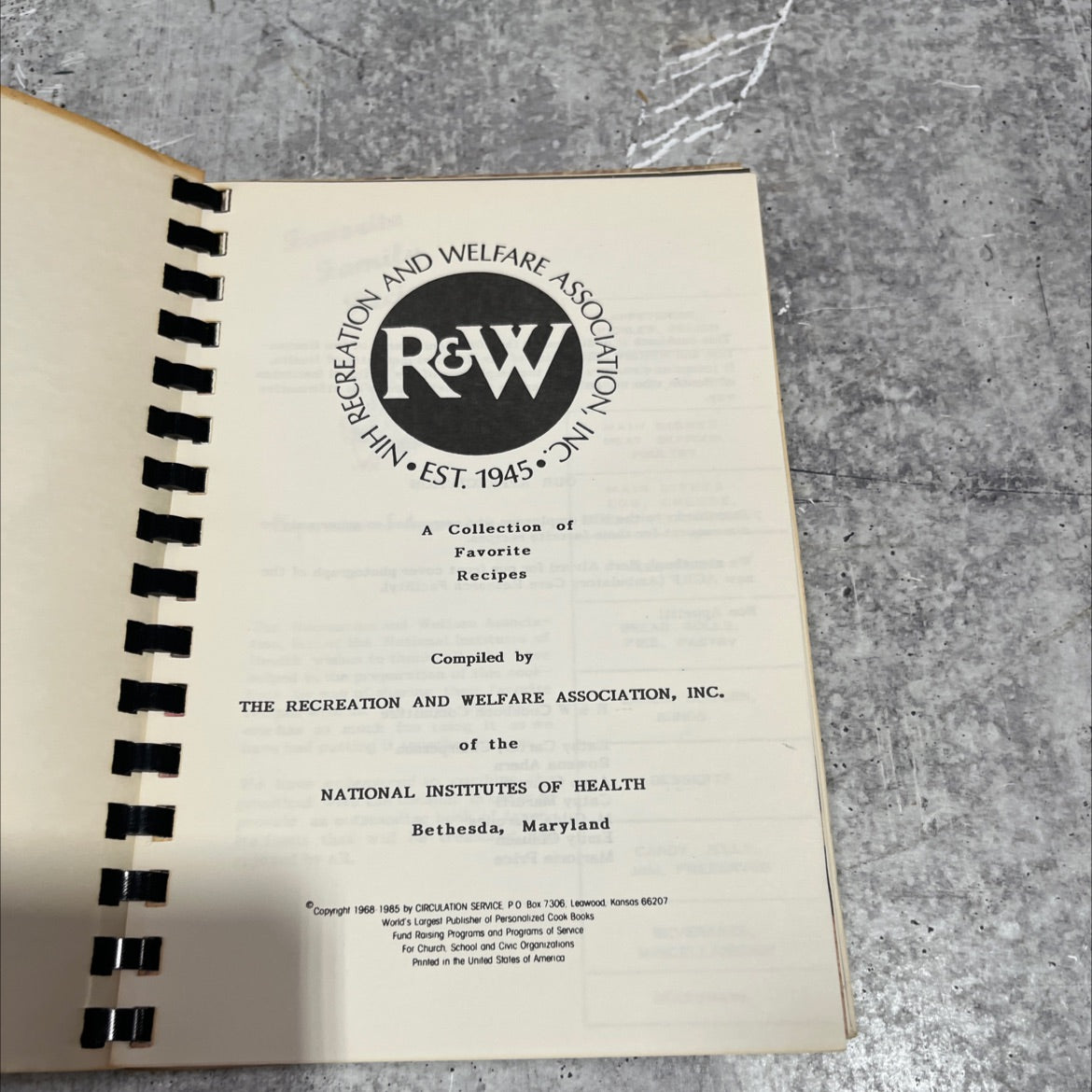 creation and welfare association r&w hin es est. 1945 book, by the recreation and welfare association, inc., 1985 image 2