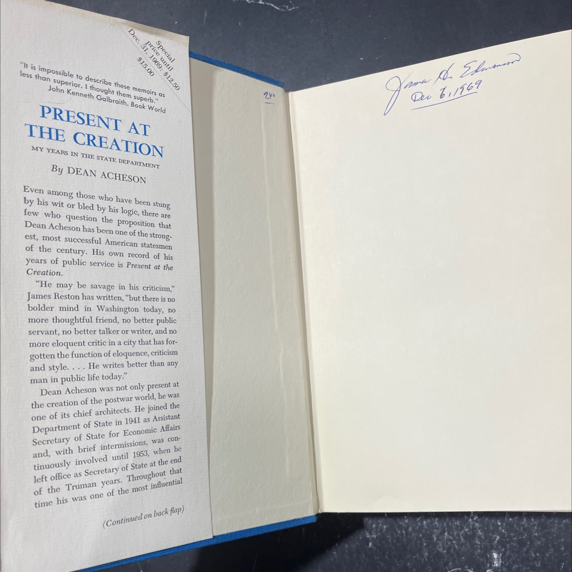 creation my years in the state department book, by dean acheson, 1969 Hardcover image 4