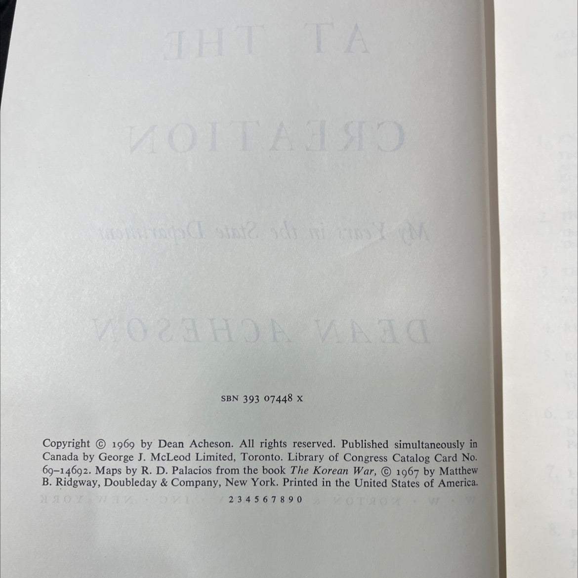 creation my years in the state department book, by dean acheson, 1969 Hardcover image 3