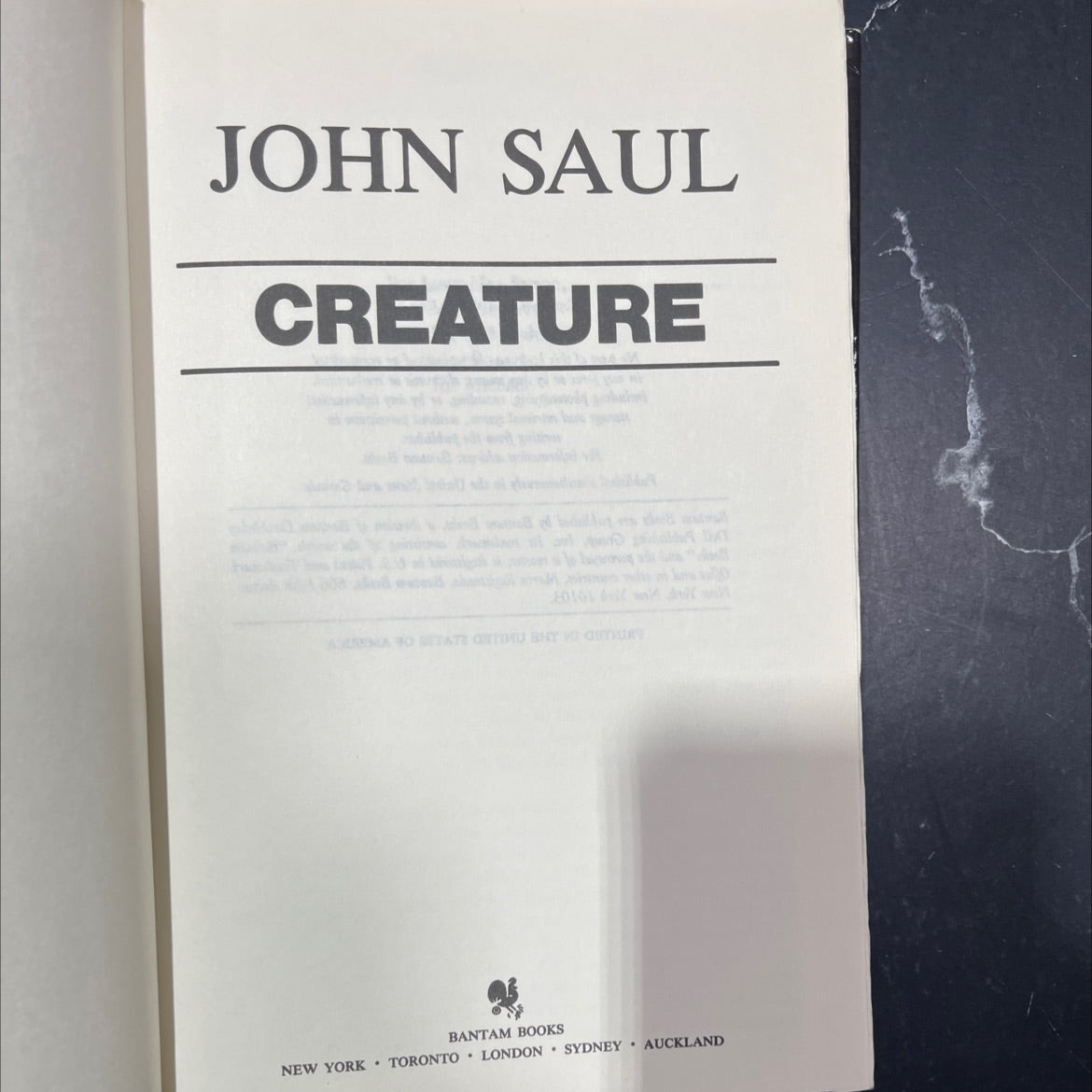 creature book, by john saul, 1989 Hardcover image 2