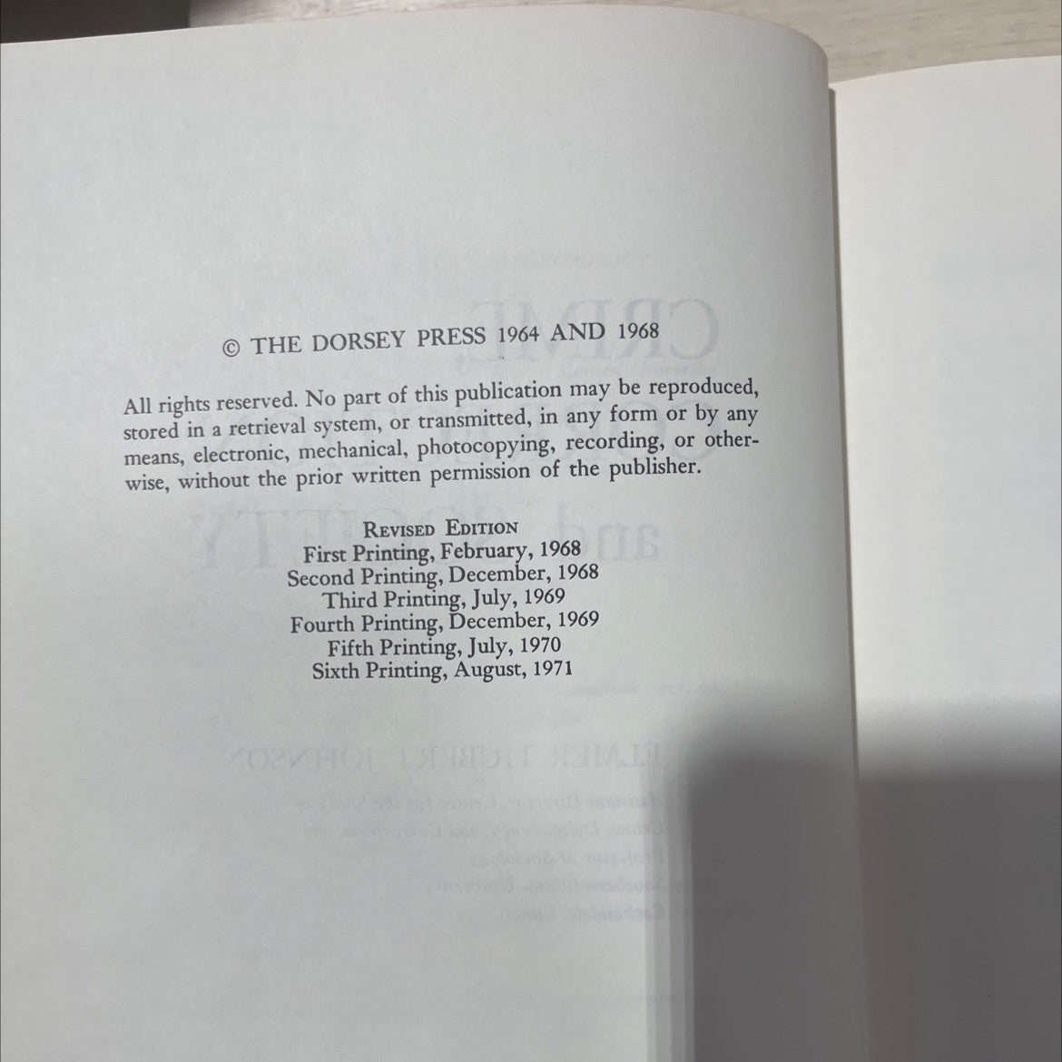 crime, correction, and society book, by elmer hubert johnson, 1970 Hardcover, Vintage image 3