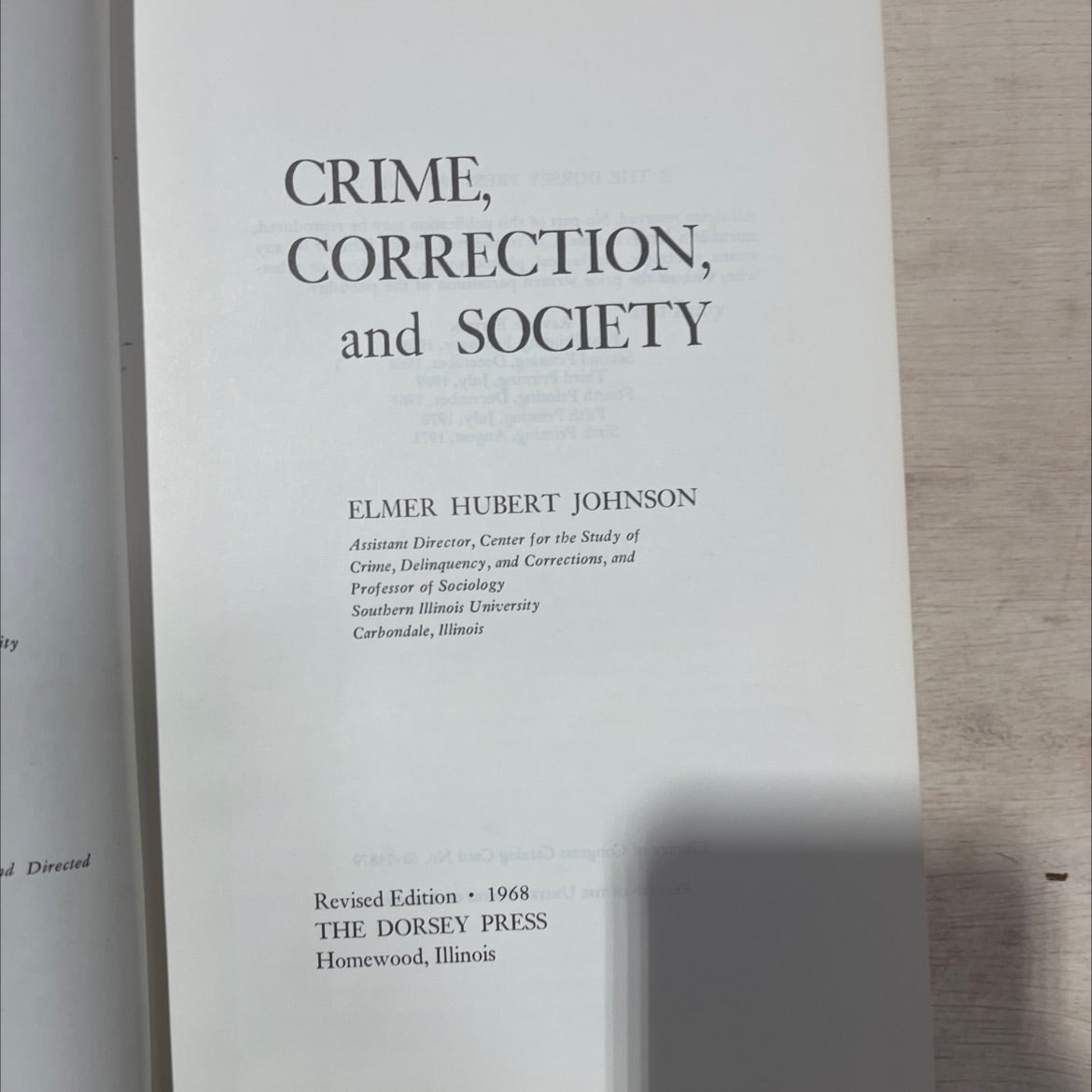 crime, correction, and society book, by elmer hubert johnson, 1970 Hardcover, Vintage image 2
