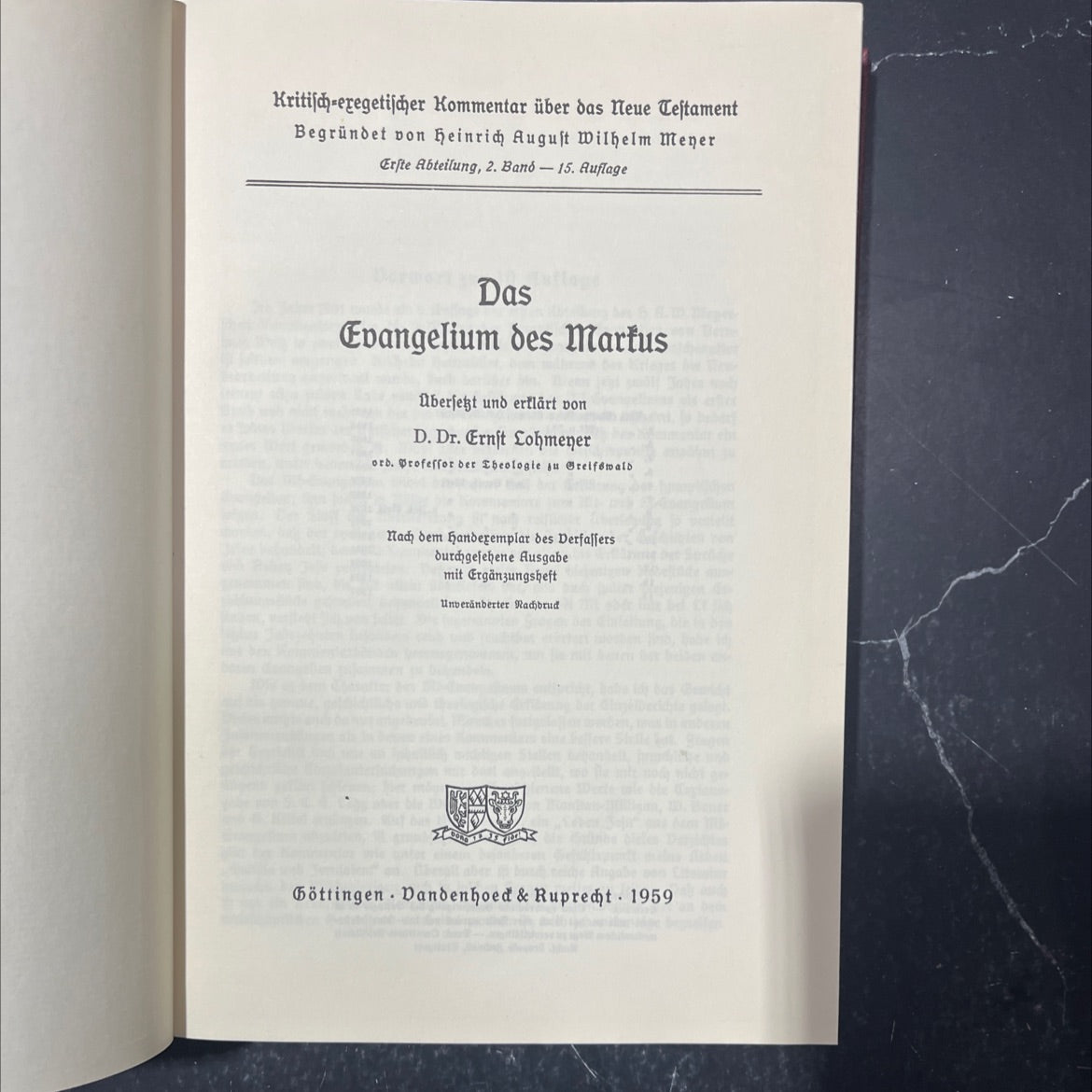 critical-critical commentary on the new testament book, by Heinrich August Wilhelm Meyer, D. Dr. Ernst Lohmeyer, 1959 image 2