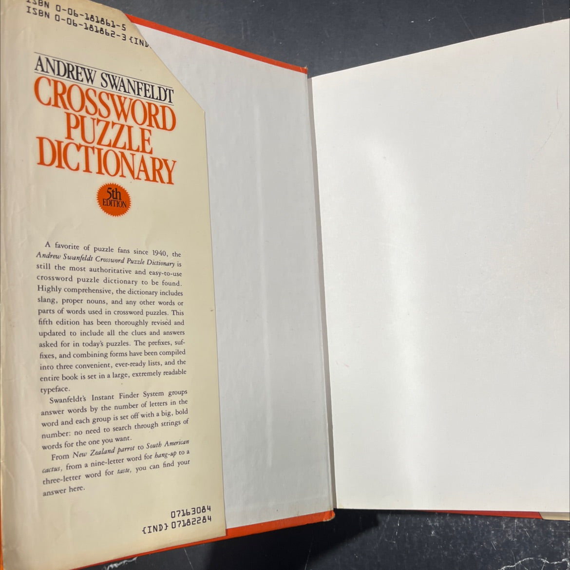 crossword puzzle dictionary book, by andrew swanfeldt, 1984 Hardcover image 4