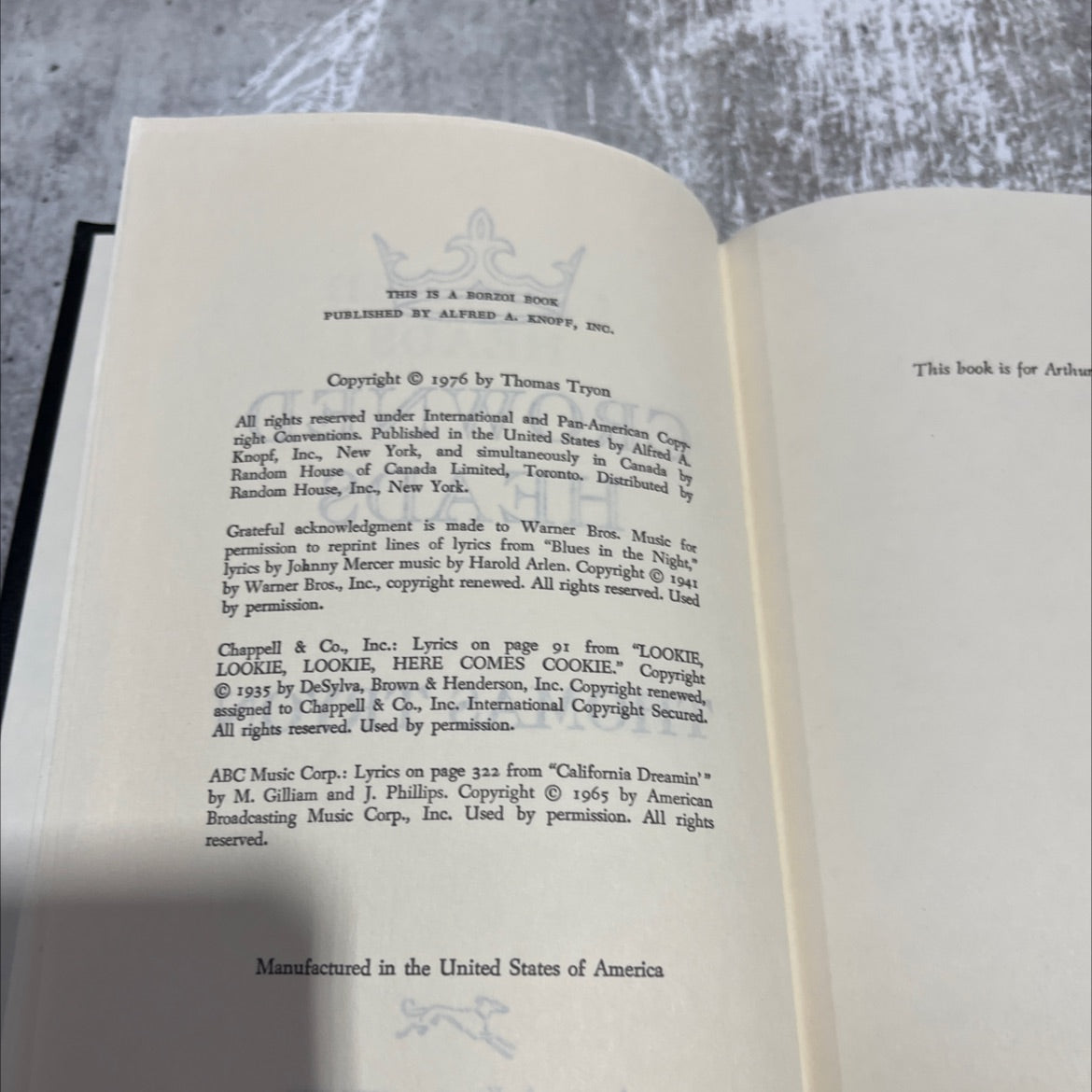 crowned heads book, by Thomas Tryon, 1976 Hardcover image 3