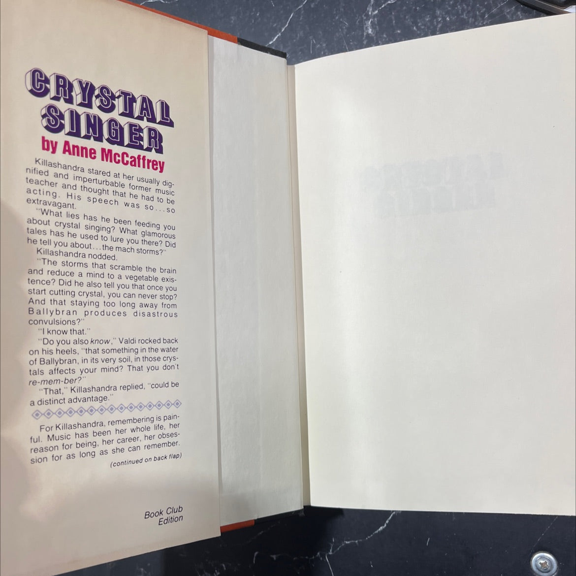 crystal singer book, by Anne McCaffrey, 1982 Hardcover image 4