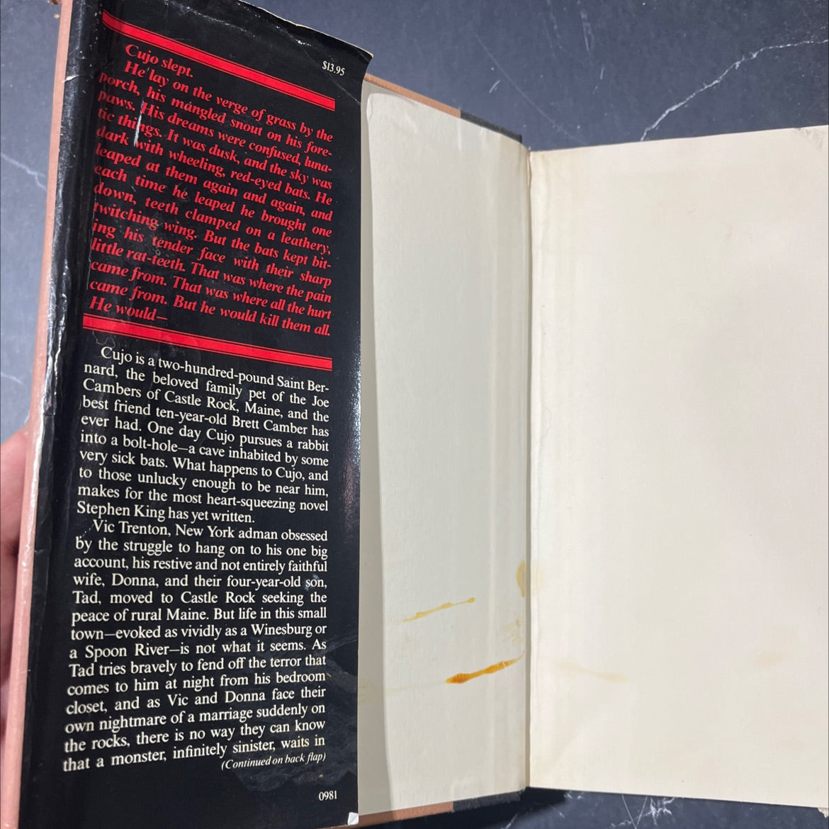 cujo book, by stephen king, 1981 Hardcover image 4