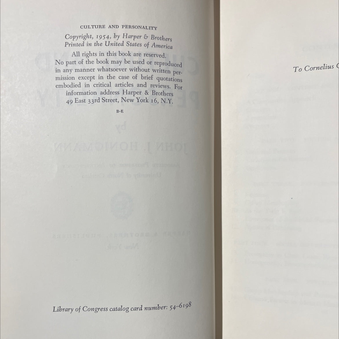 culture and personality book, by john j. honigmann, 1954 Hardcover image 3