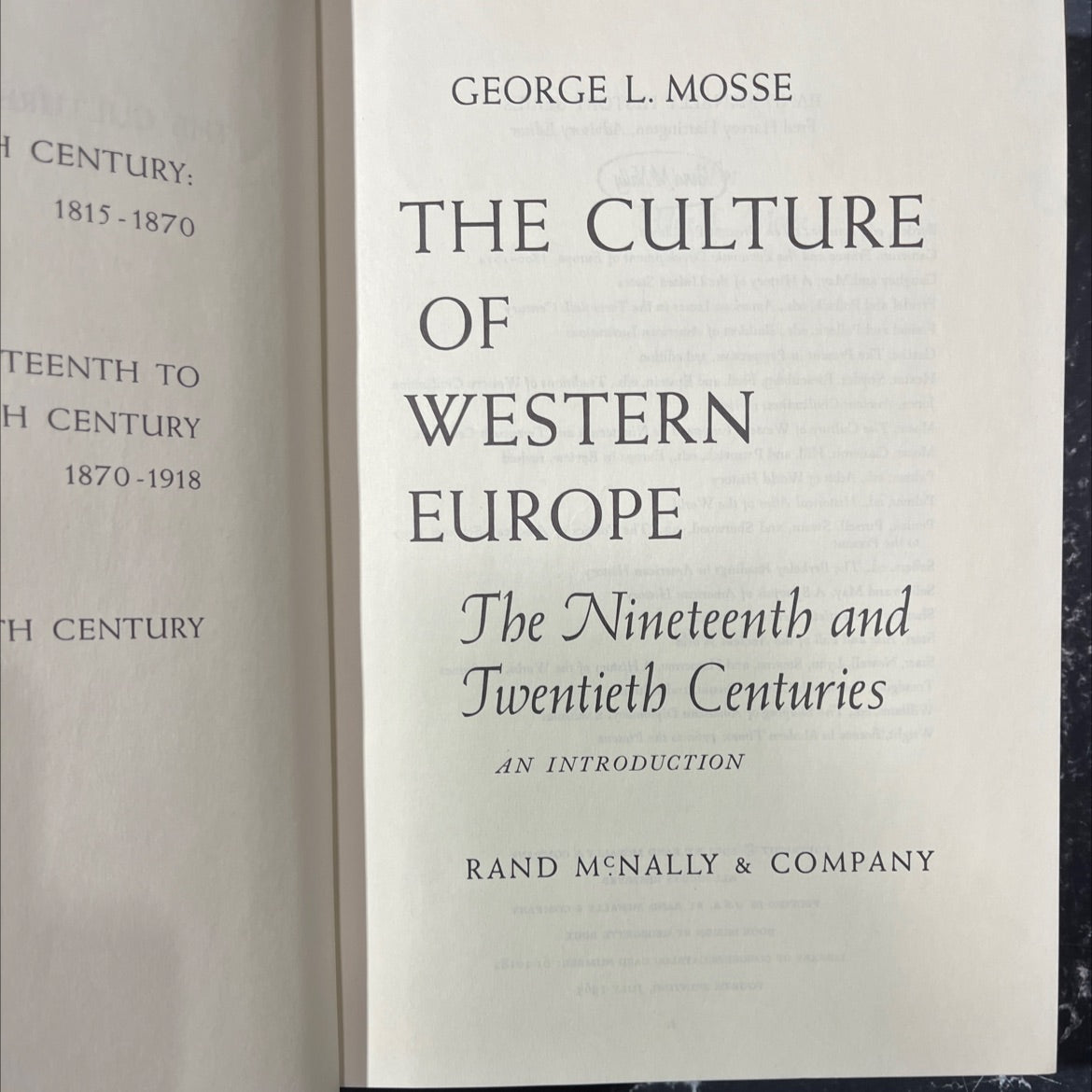 culture of western europe the nineteenth and twentieth centuries an introduction book, by unknown, 1965 Hardcover image 2