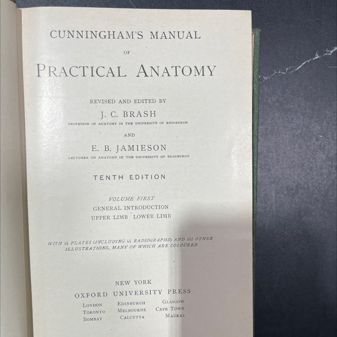 cunningham's manual of practical anatomy revised and edited by j. c. brash and e. b. jamieson tenth edition volume image 2