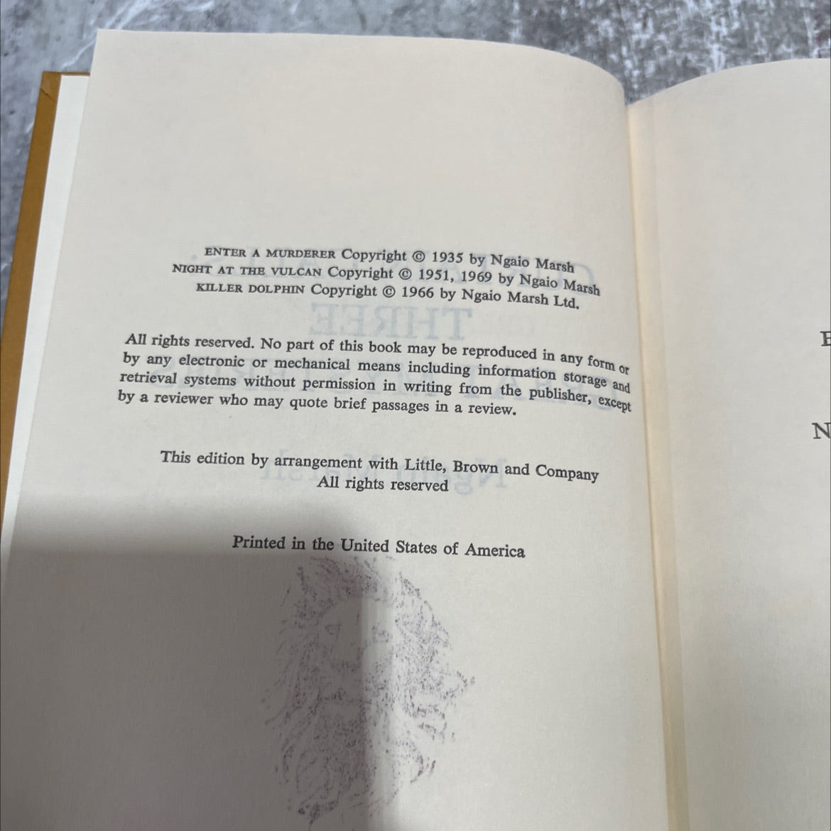 curtain calls: three great mysteries book, by ngaio marsh, 1969 Hardcover image 3