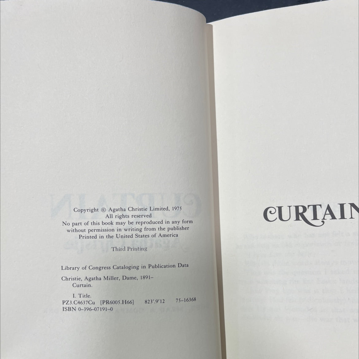 curtain book, by agatha christie, 1975 Hardcover image 3