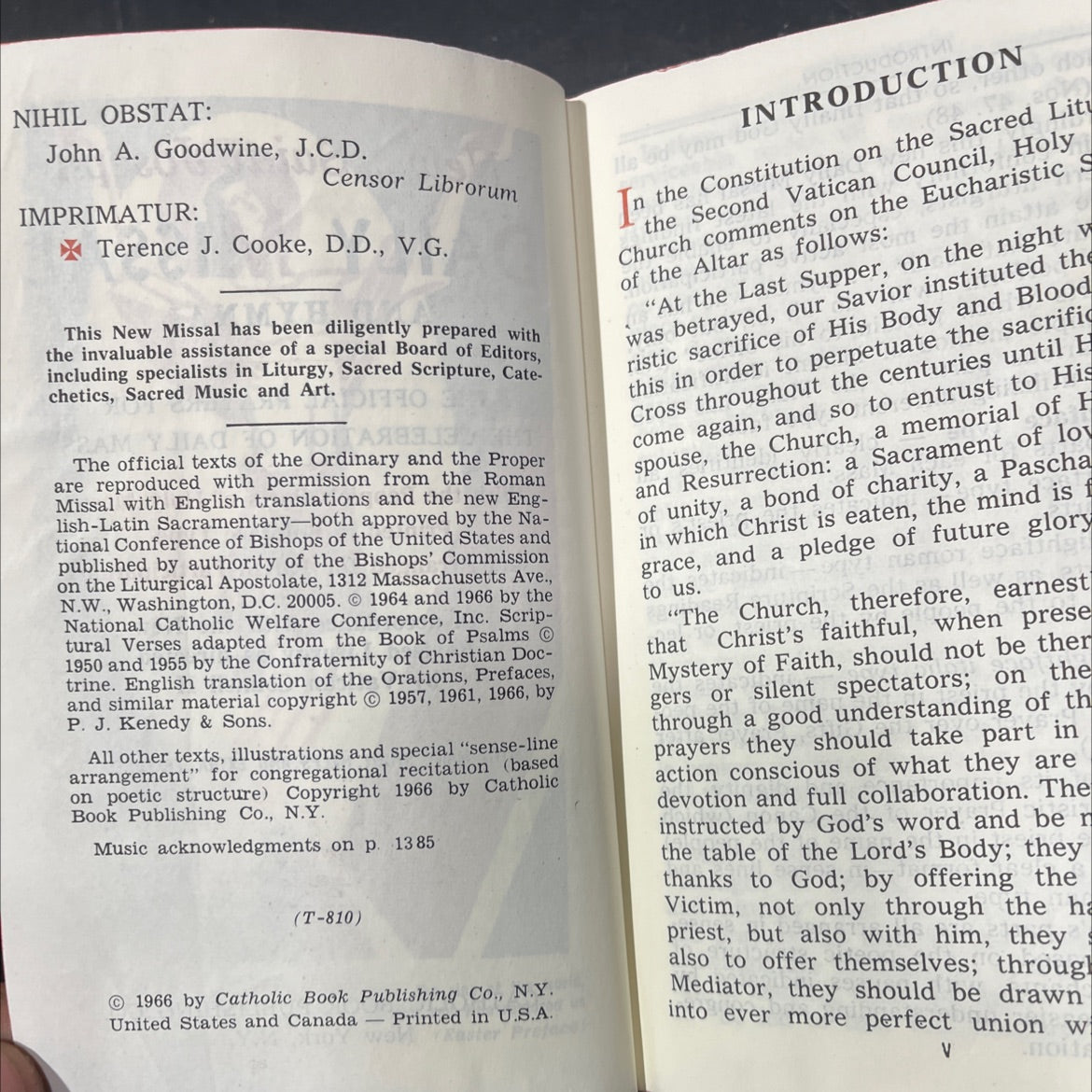 daily missal and hymnal book, by unknown, 1966 Hardcover image 3