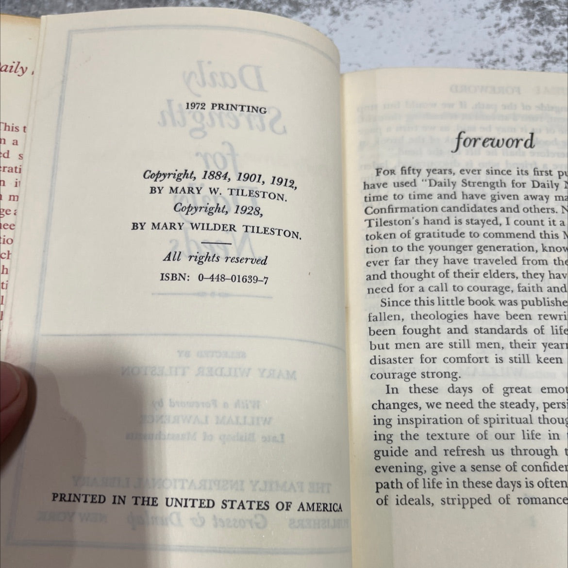 daily strength for daily needs book, by mary wilder tileston, 1972 Hardcover image 3