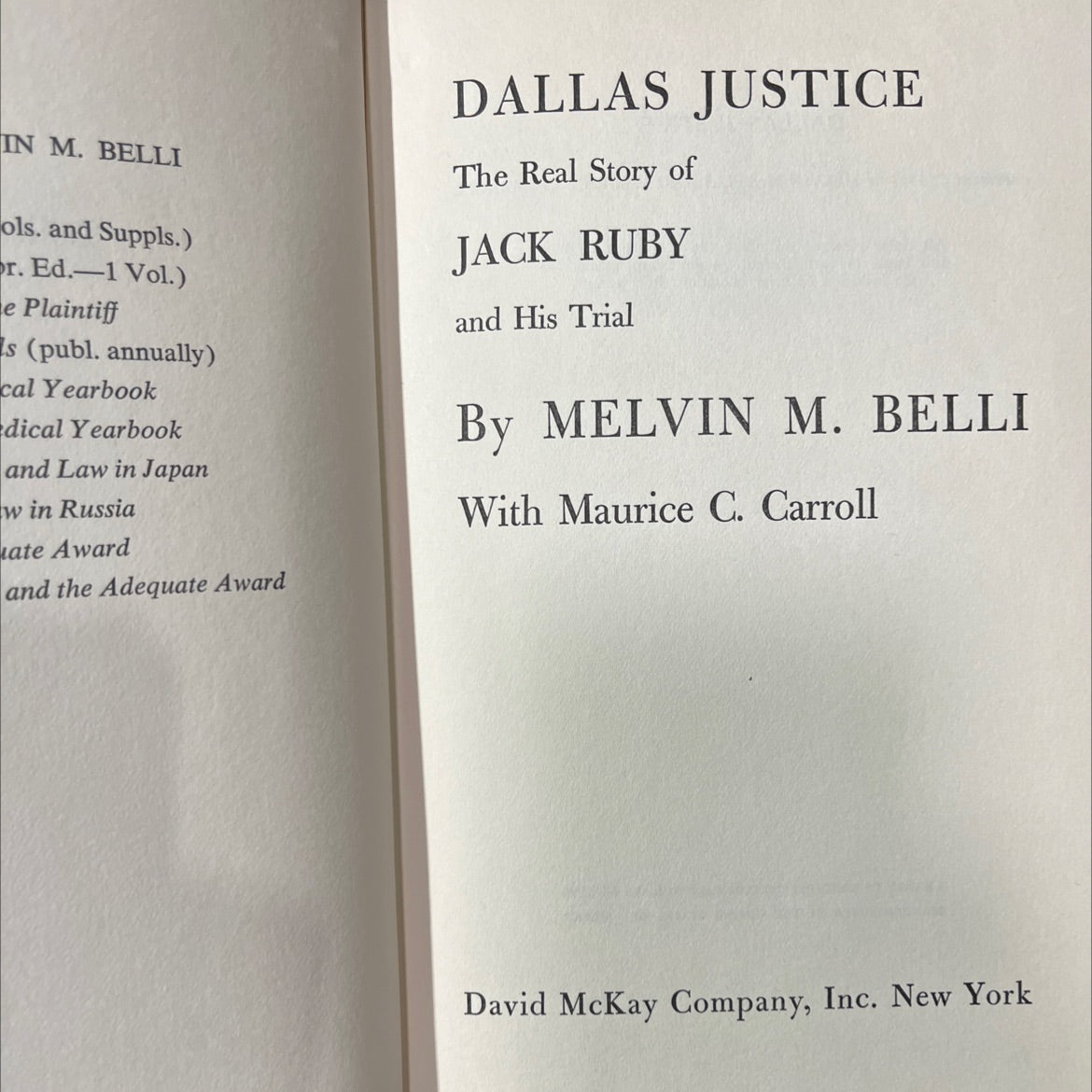 dallas justice the real story of jack ruby and his trial book, by melvin m. belli, 1964 Hardcover image 2