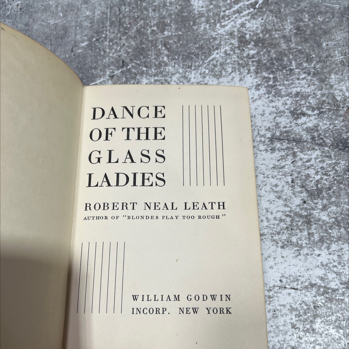 dance of the glass ladies book, by robert neal leath, 1934 Hardcover image 2