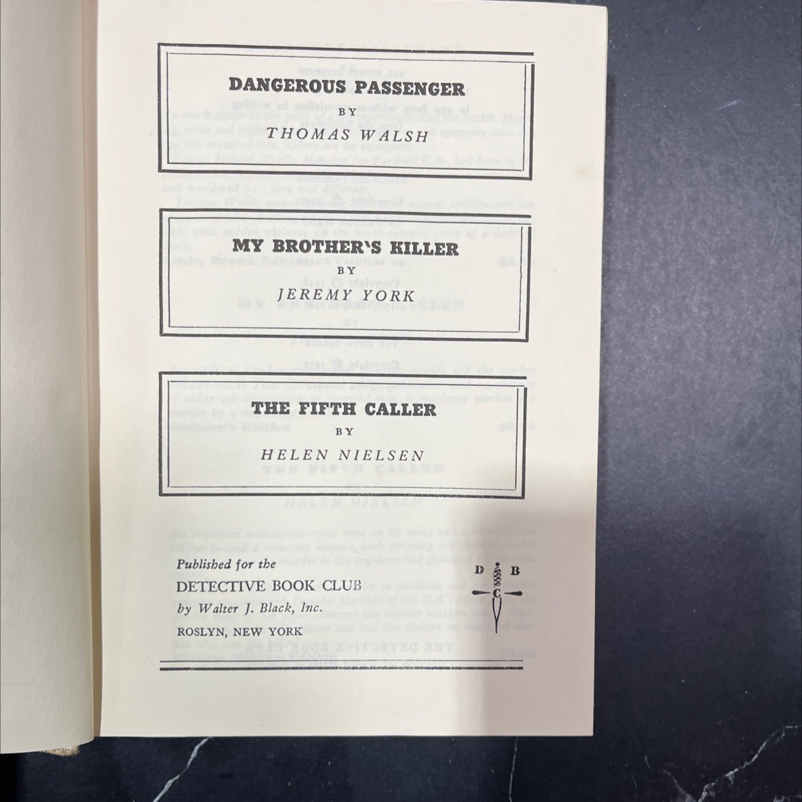dangerous passenger book, by Thomas Walsh, 1959 Hardcover image 2