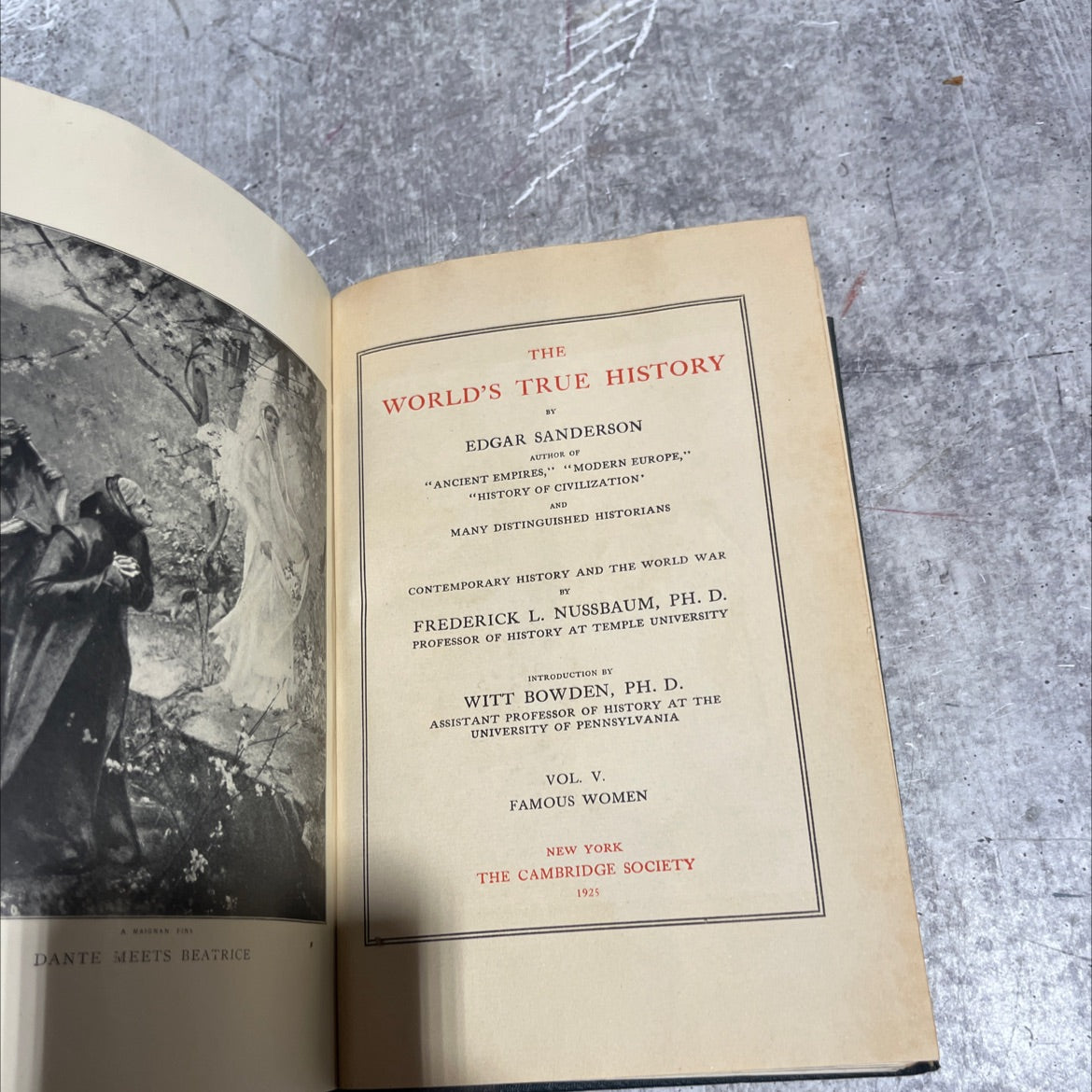 dante meets beatrice the world's true history book, by edgar sanderson, 1925 Hardcover image 2