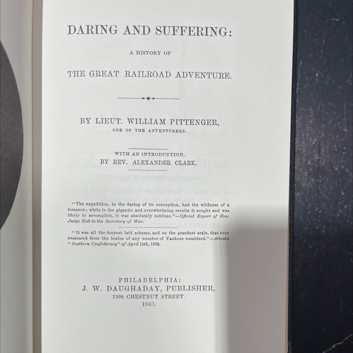 daring and suffering: a history of the great railroad adventure book, by lieut. william pittenger, 1982 Leather image 2