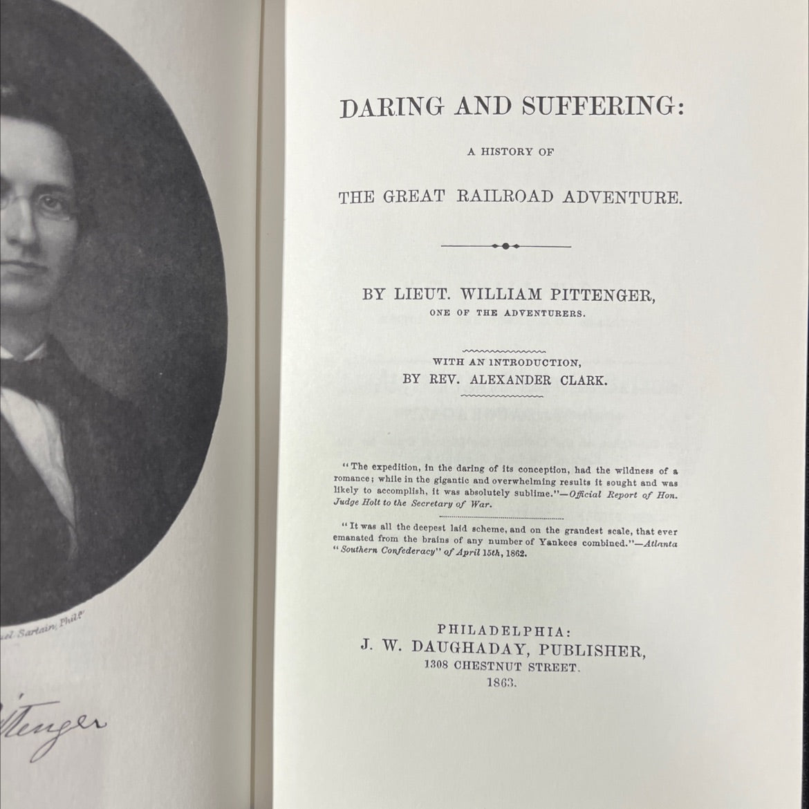daring and suffering: a history of the great railroad adventure book, by lieut. william pittenger, 1982 Leather image 2