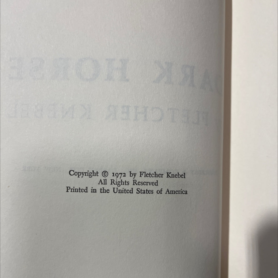 dark horse book, by fletcher knebel, 1972 Hardcover image 3