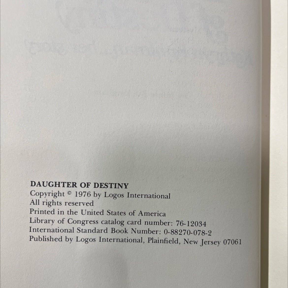 daughter of destiny book, by Jamie Buckingham, 1976 Hardcover image 3