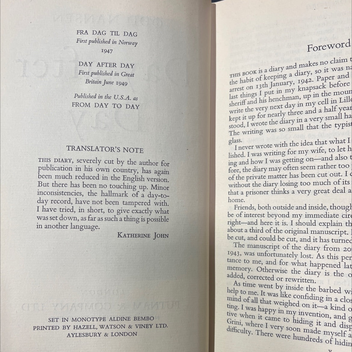 day after day book, by odd nansen, 1949 Hardcover image 3