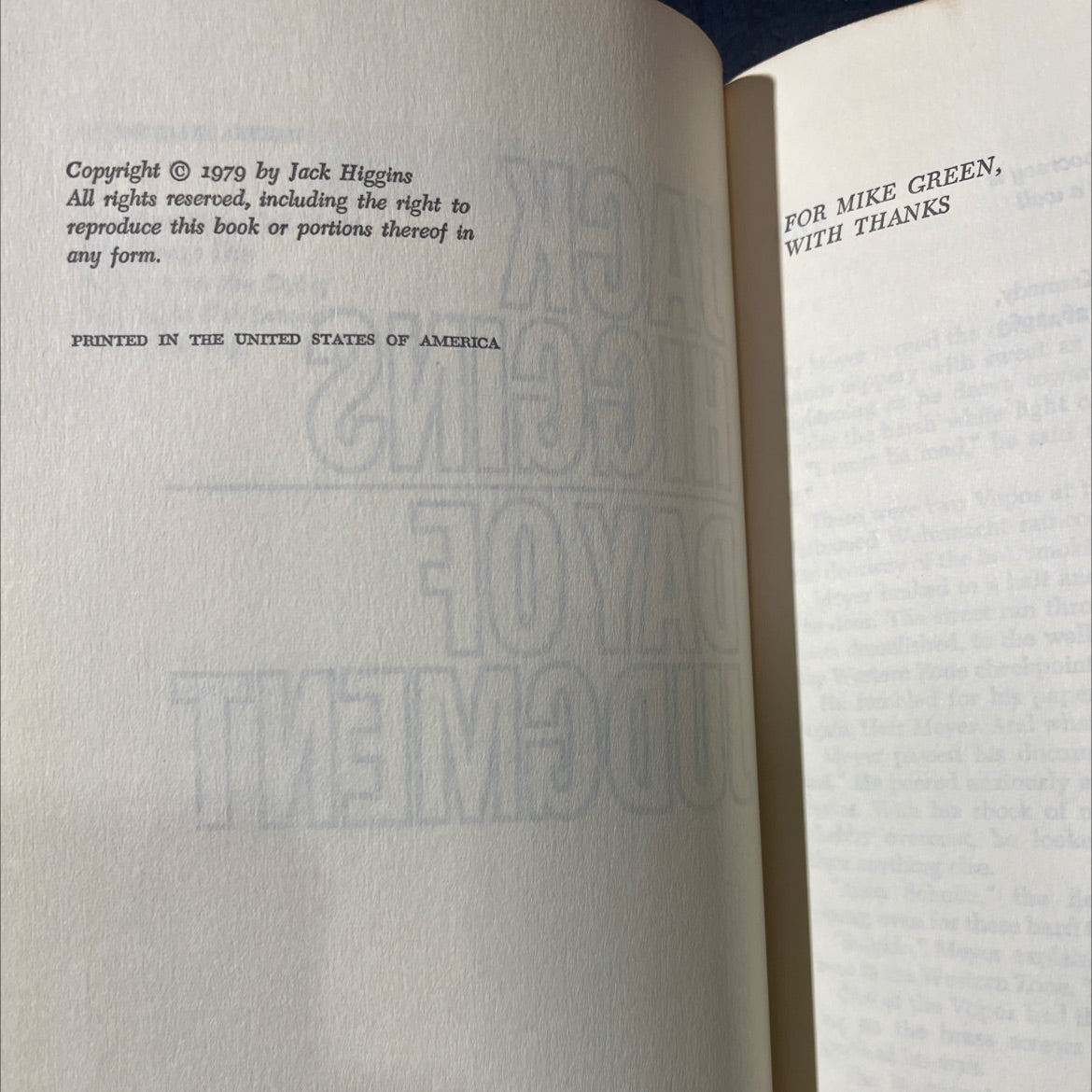 day of judgment book, by jack higgins, 1979 Hardcover image 3