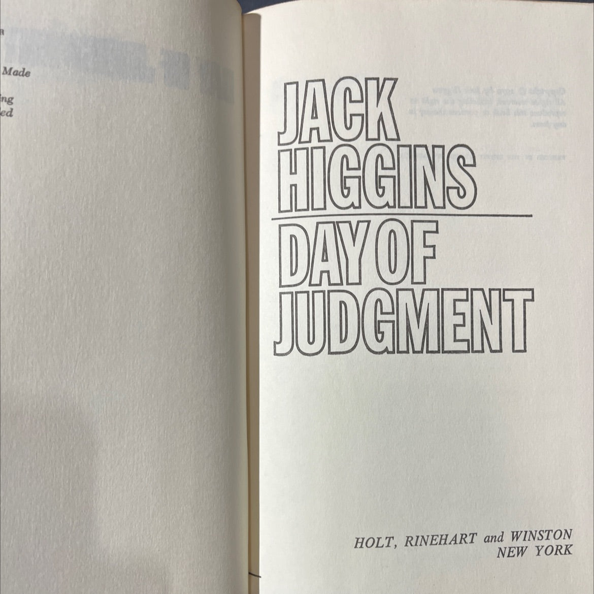 day of judgment book, by jack higgins, 1979 Hardcover image 2