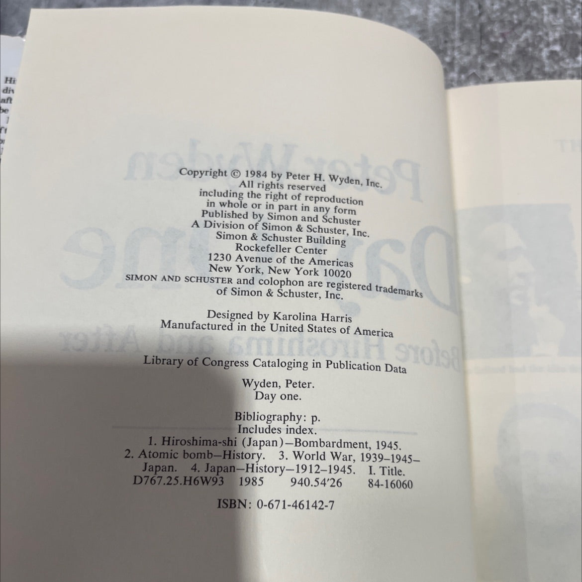 day one book, by peter wyden, 1984 Hardcover image 3