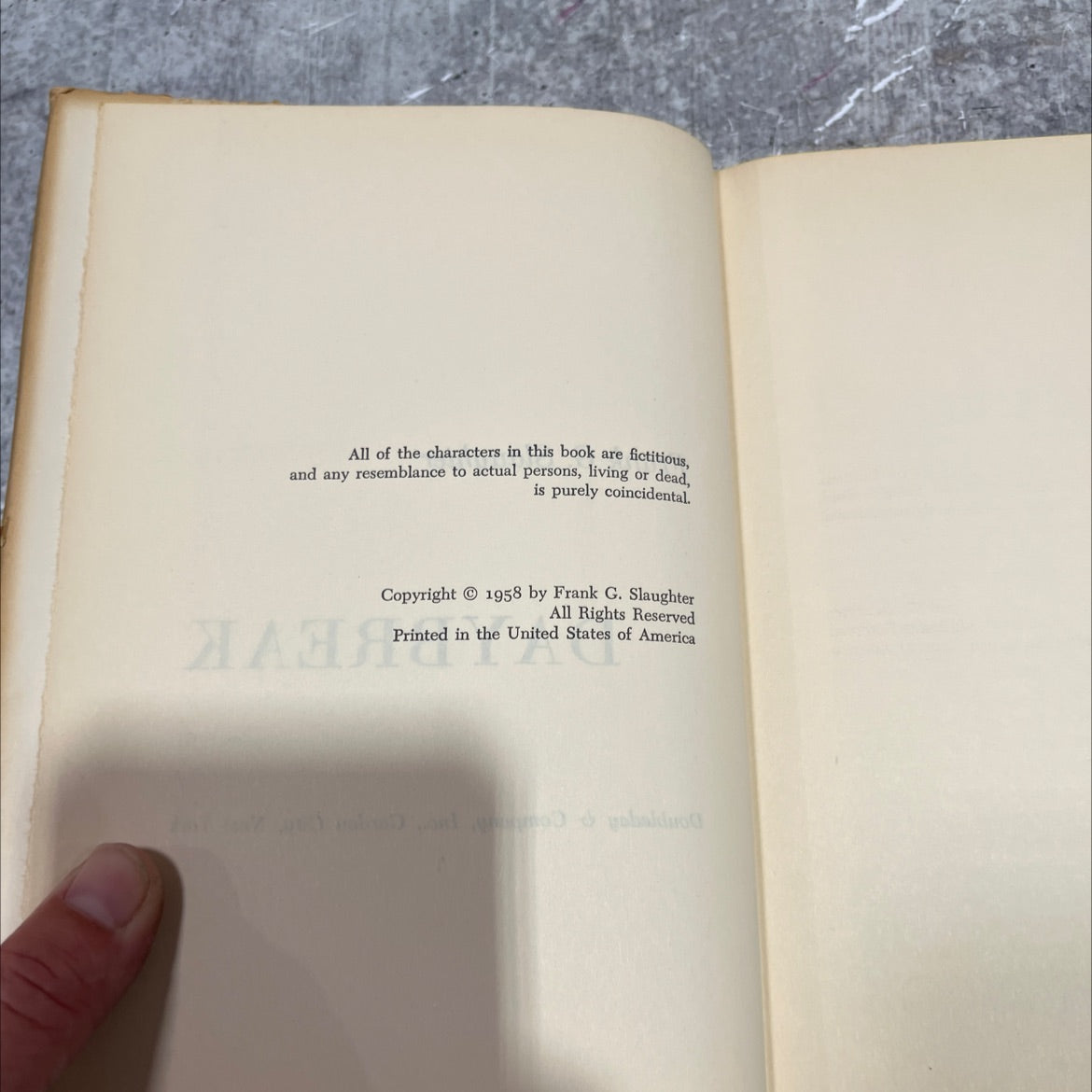 daybreak book, by Frank G. Slaughter, 1958 Hardcover image 3