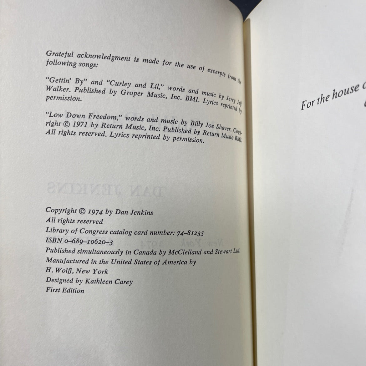 dead solid perfect book, by dan jenkins, 1974 Hardcover image 3