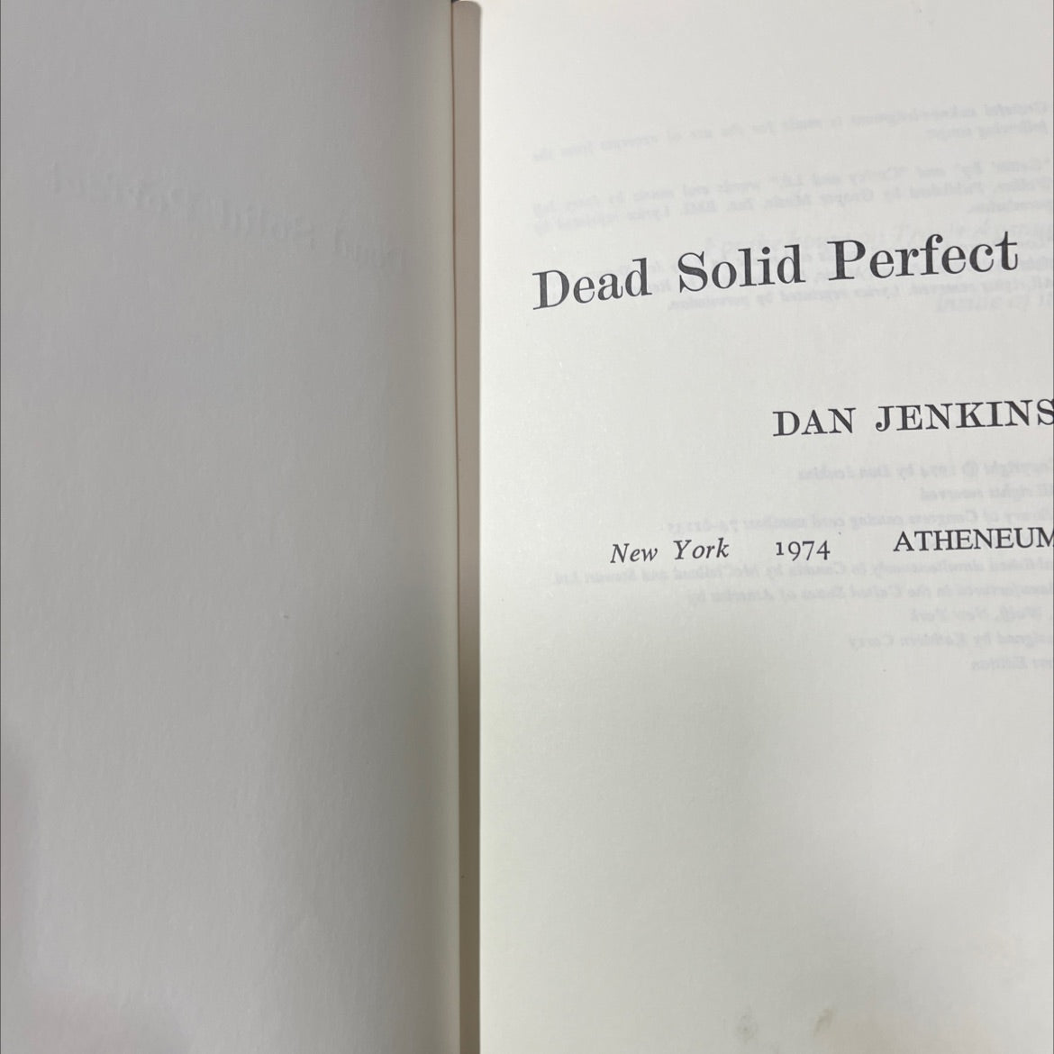 dead solid perfect book, by dan jenkins, 1974 Hardcover image 2