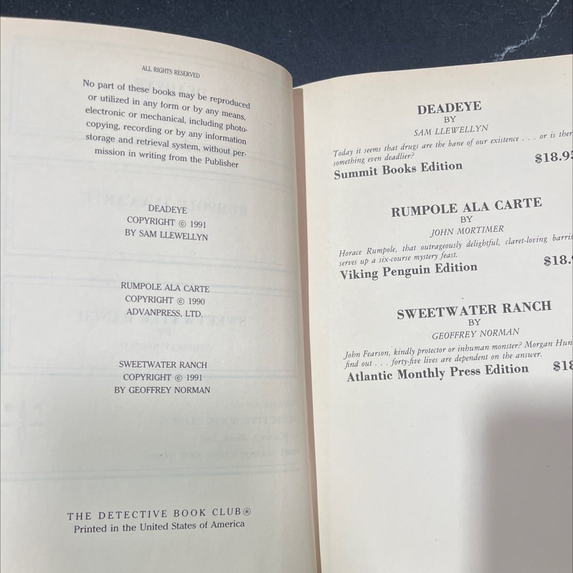 deadeye book, by sam llewellyn, 1991 Hardcover image 3