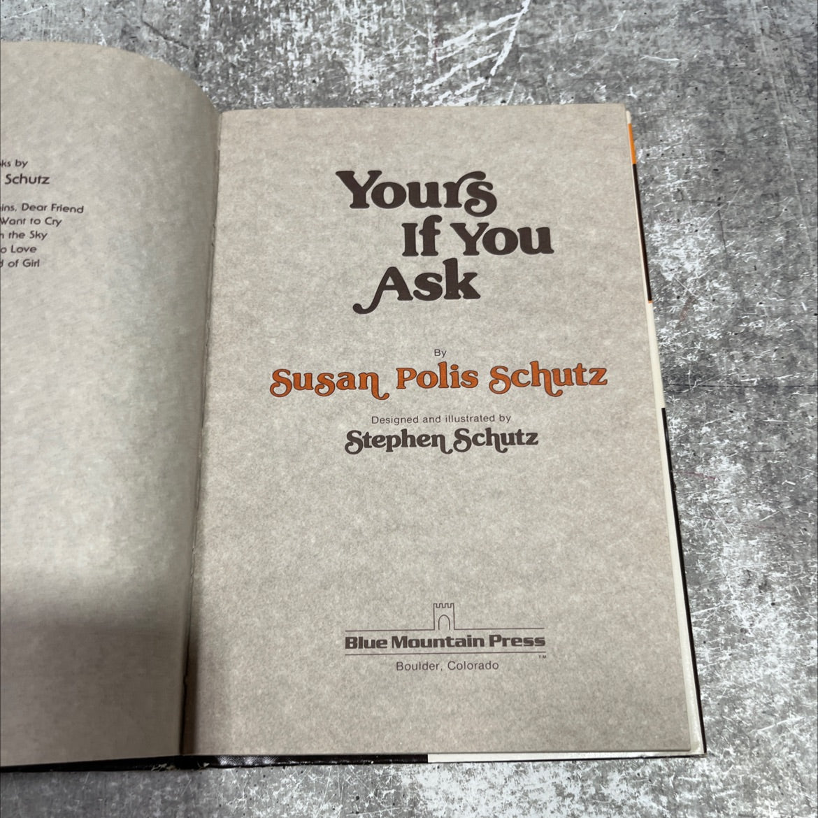 dear friend want to cry the sky o love of girl yours if you ask book, by susan polis schutz, 1978 Hardcover image 2