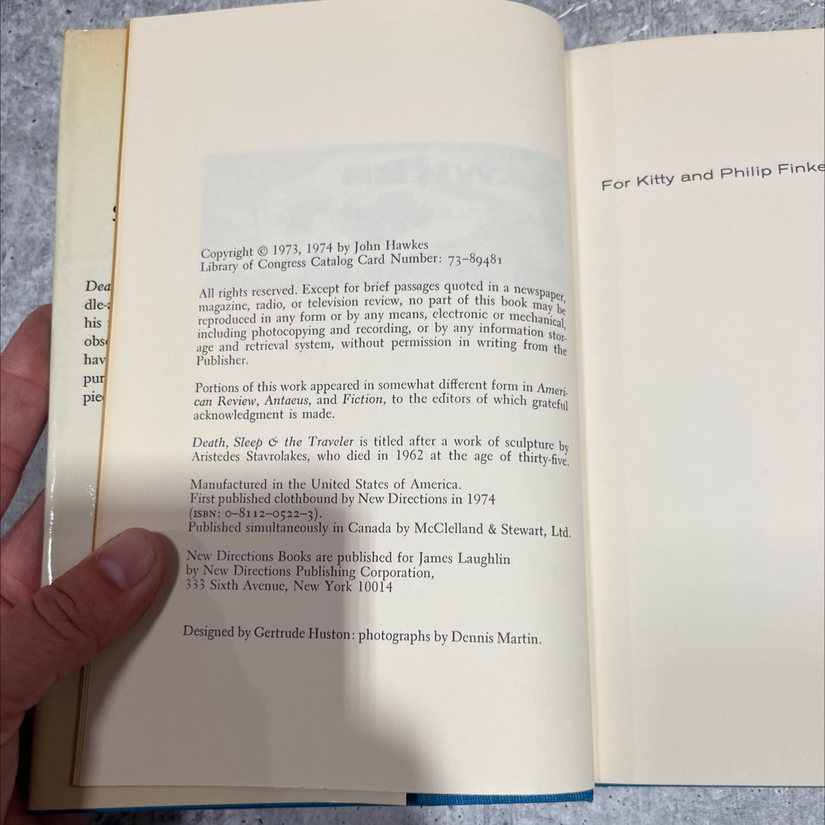 death, sleep & the traveler book, by John Hawkes, 1974 Hardcover image 3