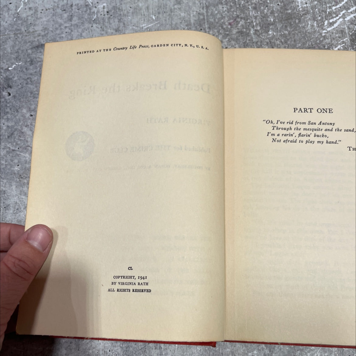 death breaks the ring book, by virginia rath, 1941 Hardcover image 3