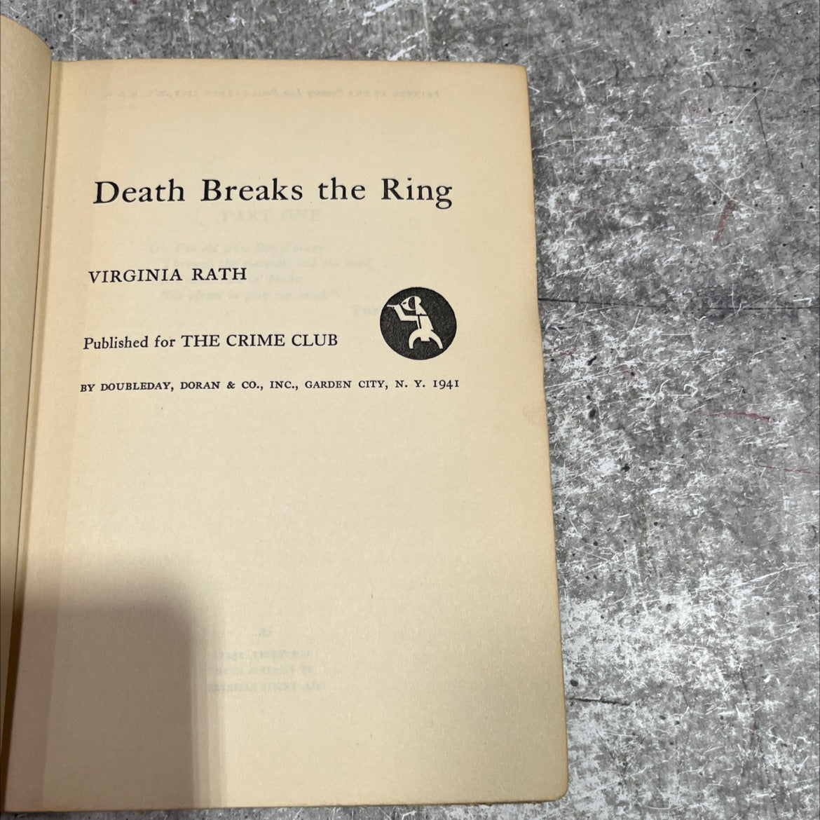 death breaks the ring book, by virginia rath, 1941 Hardcover image 2