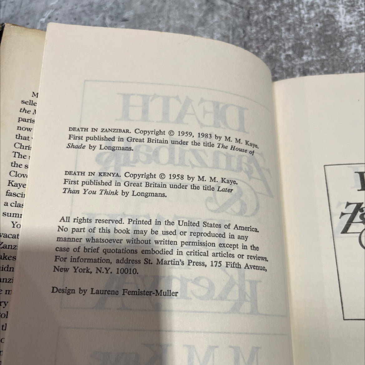 death in zanzibar & death in kenya book, by M. M. Kaye, 1983 Hardcover image 3