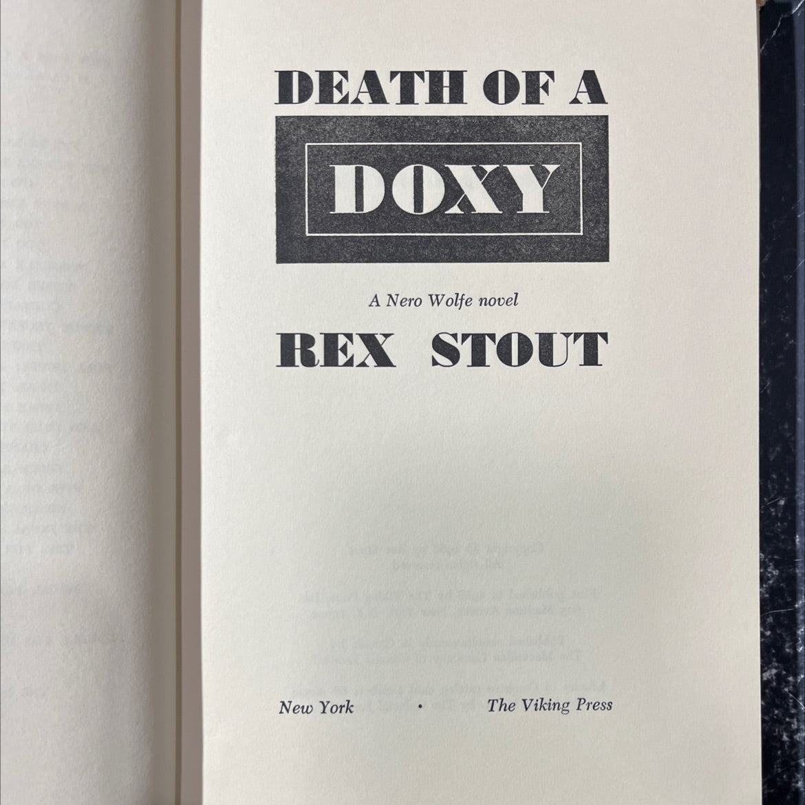 death of a doxy book, by rex stout, 1966 Hardcover image 2