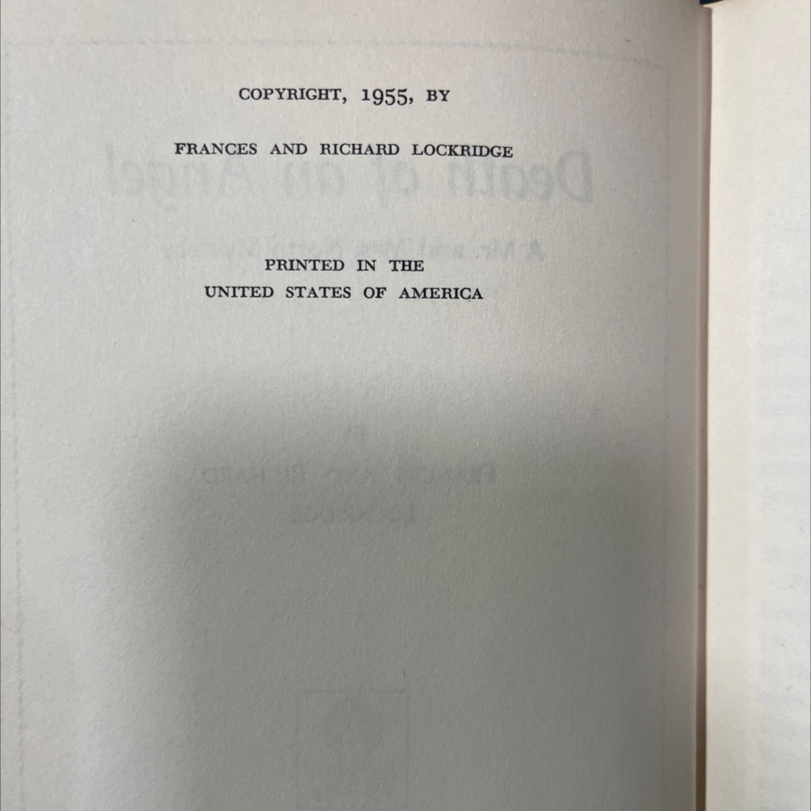 death of an angel a mr. and mrs. north mystery book, by frances and richard lockridge, 1955 Hardcover image 3