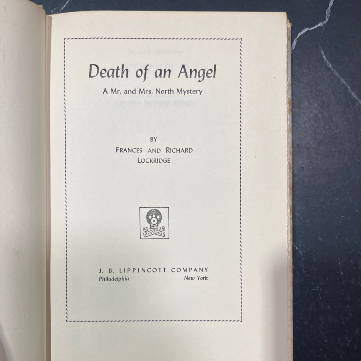 death of an angel a mr. and mrs. north mystery book, by frances and richard lockridge, 1955 Hardcover image 2