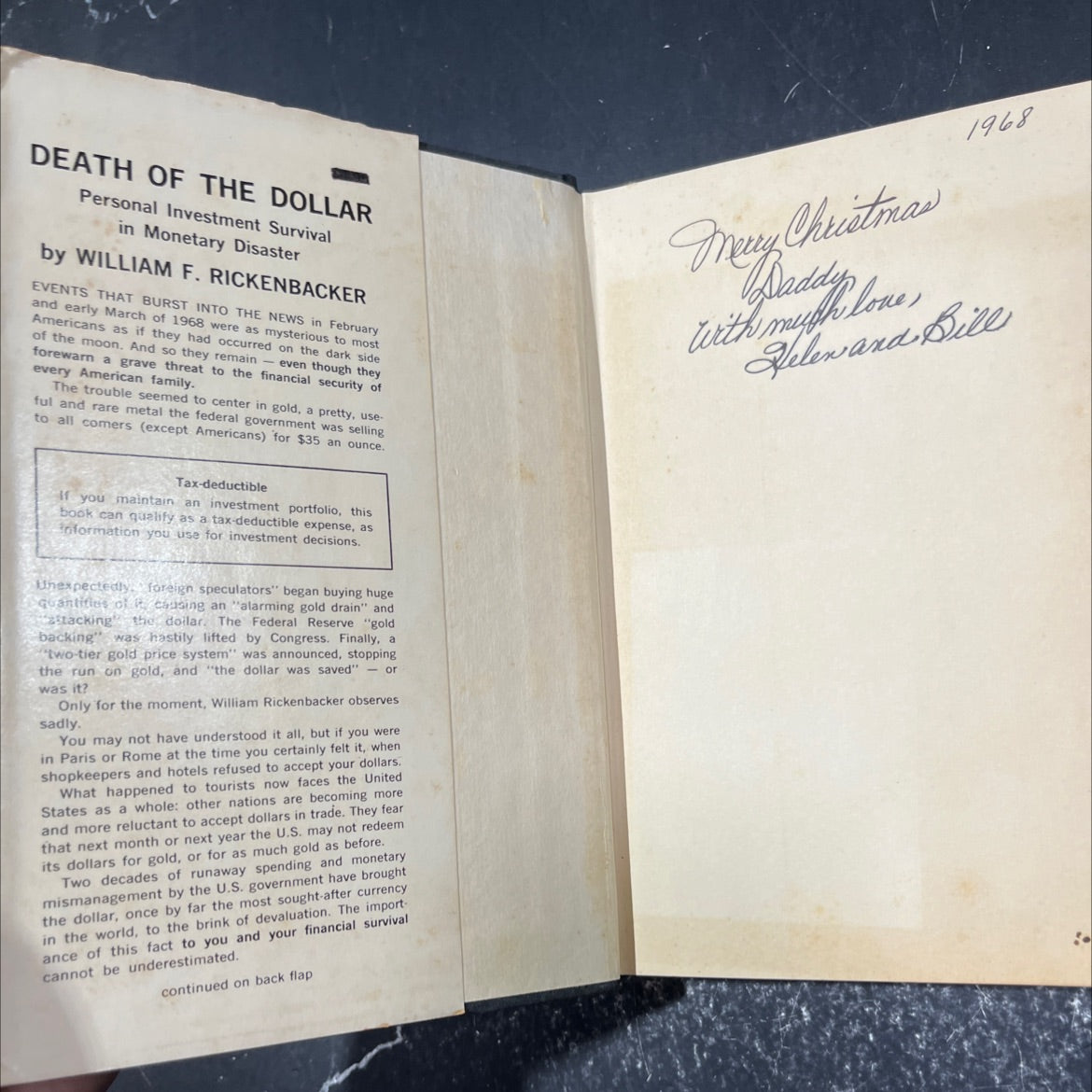 death of the dollar personal investment survival in monetary disaster book, by william f. rickenbacker, 1968 Hardcover image 4